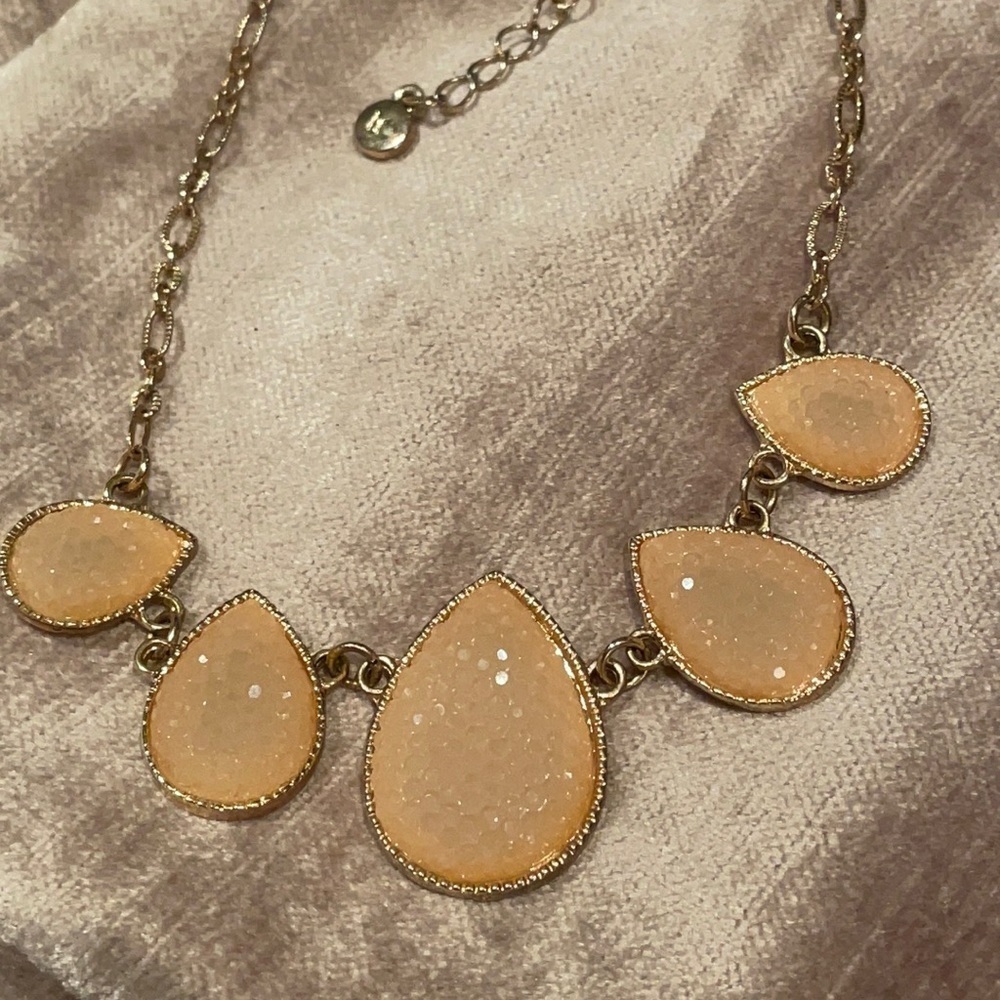Peach Faux Druzy Quartz Statement Necklace